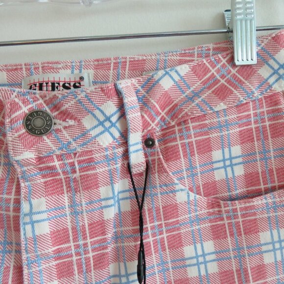 GUESS ORIGINALS High Rise Straight Checked Plaid Print Jeans Y2K - Size 29 NWT - Picture 5 of 16